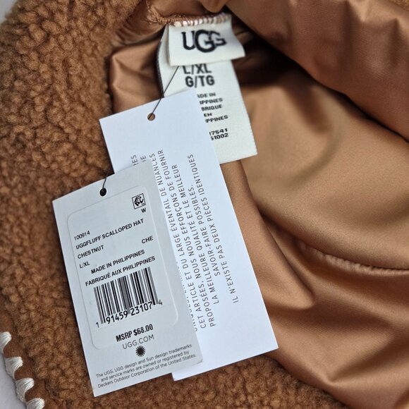 NWT UGG Women's Scalloped Edge Bucket Hat Chestnut - Picture 2 of 2